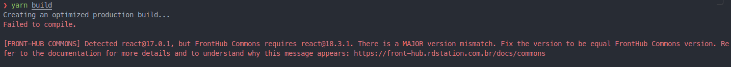 Build error for production because detected common dependency with MAJOR difference