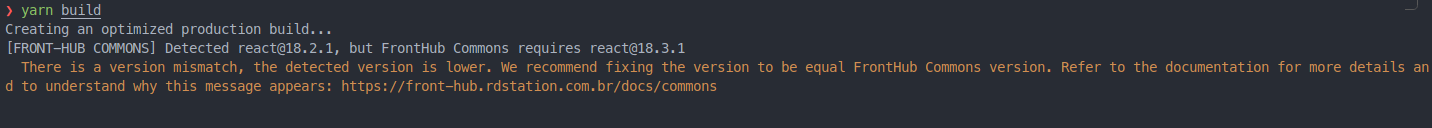 Warning in production build because detected common dependency with lower MINOR/PATCH version
